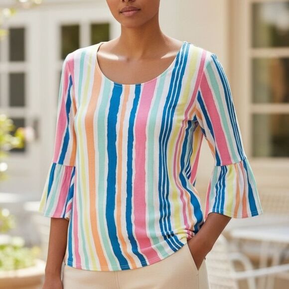 Ruby Rd Colorful Striped Women's Top 1X - Picture 1 of 6